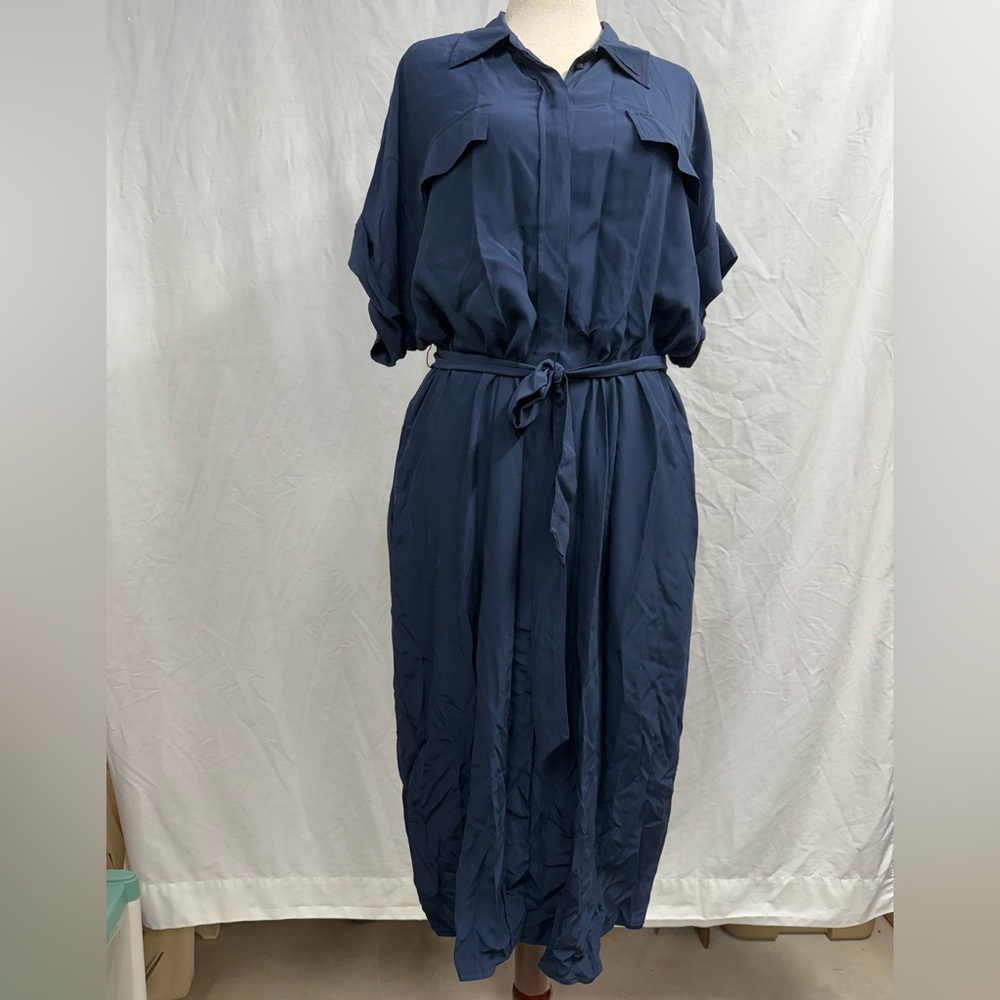 Chic kimono sleeve Navy Midi Dress